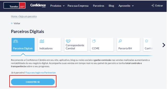 Parceiro digital Travelex Confidence